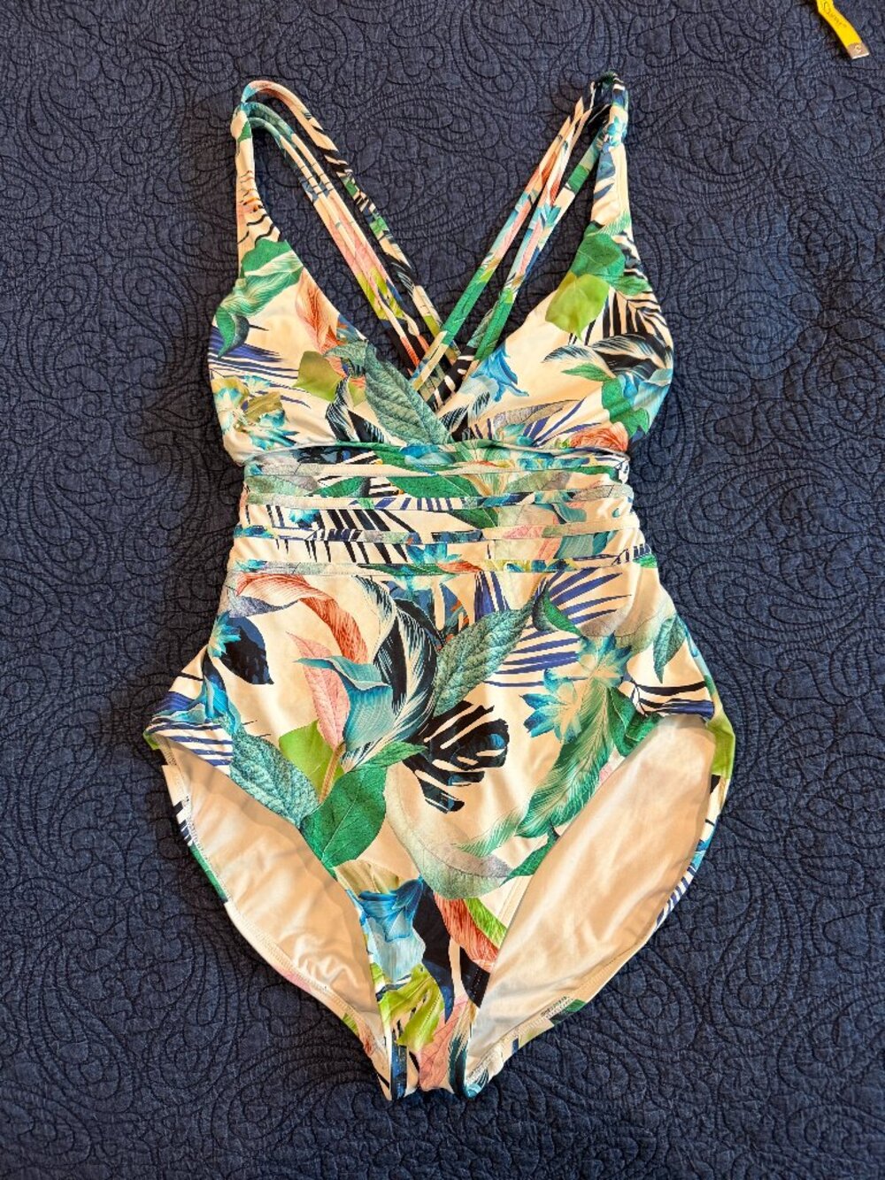 La Blanca Tropical Floral Strappy One Piece Swimsuit Size 14